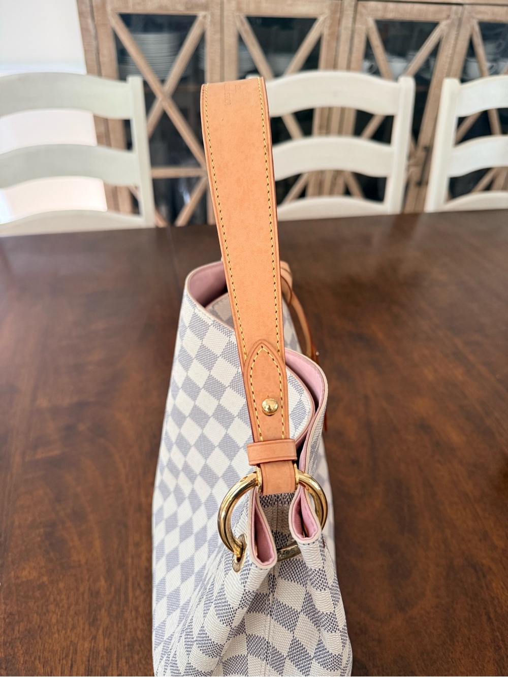 Louis Vuitton Damier Azur Graceful PM with rose ballerine interior - Picture 9 of 15